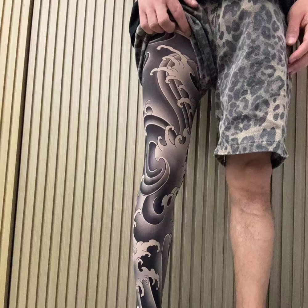 New Full Leg Fake Tattoo Socks - Fishing Socks ulasan dan harga